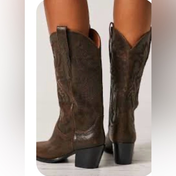 Jeffery Campbell Free People Dagget Chocolate Leather Western Boots Sz 10 NWT